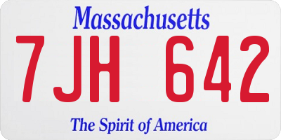 MA license plate 7JH642
