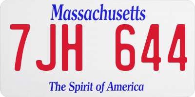 MA license plate 7JH644
