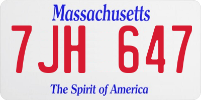 MA license plate 7JH647