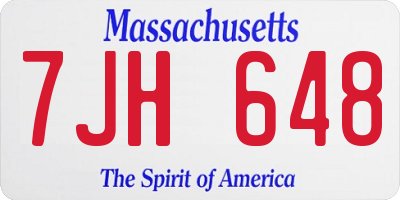 MA license plate 7JH648