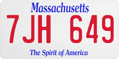 MA license plate 7JH649