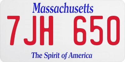 MA license plate 7JH650