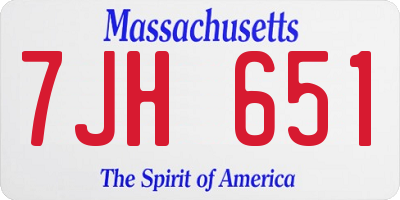 MA license plate 7JH651