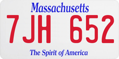 MA license plate 7JH652