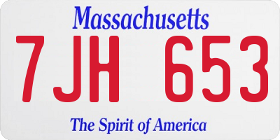 MA license plate 7JH653