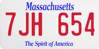 MA license plate 7JH654