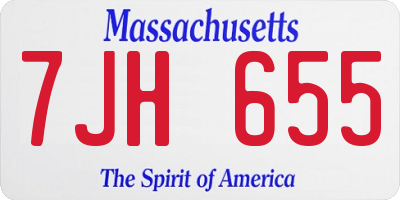 MA license plate 7JH655