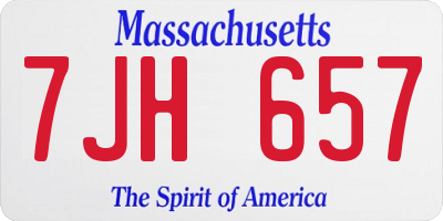 MA license plate 7JH657