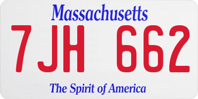 MA license plate 7JH662