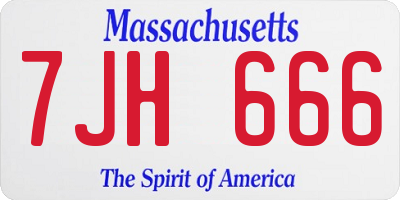 MA license plate 7JH666