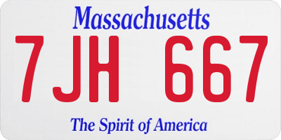MA license plate 7JH667