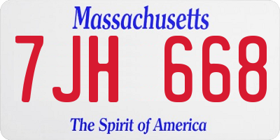 MA license plate 7JH668
