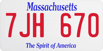 MA license plate 7JH670