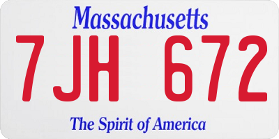 MA license plate 7JH672