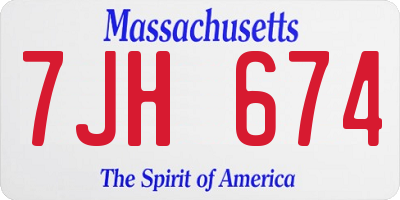 MA license plate 7JH674