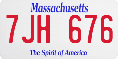 MA license plate 7JH676