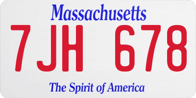 MA license plate 7JH678
