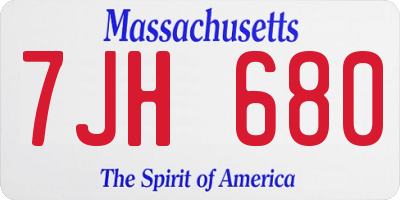 MA license plate 7JH680