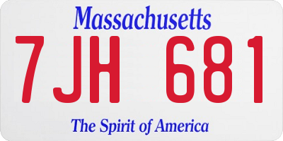 MA license plate 7JH681