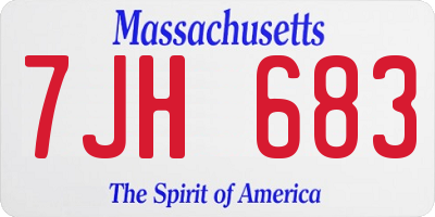 MA license plate 7JH683