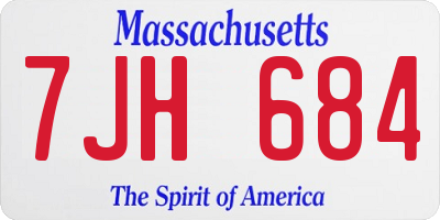 MA license plate 7JH684