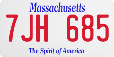 MA license plate 7JH685