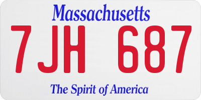 MA license plate 7JH687