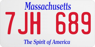 MA license plate 7JH689
