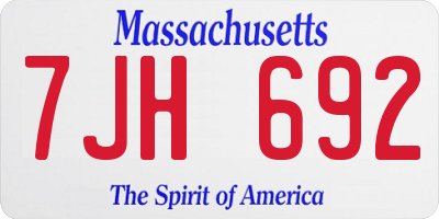 MA license plate 7JH692