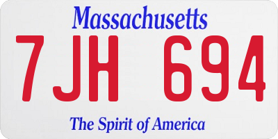 MA license plate 7JH694