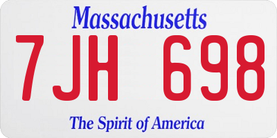 MA license plate 7JH698