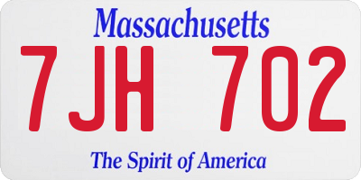 MA license plate 7JH702