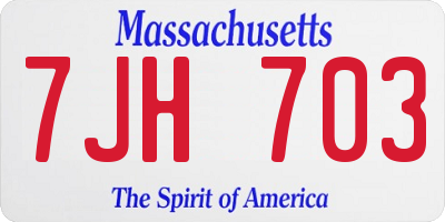 MA license plate 7JH703