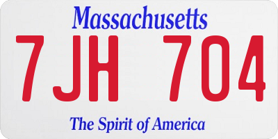 MA license plate 7JH704