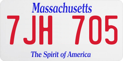 MA license plate 7JH705
