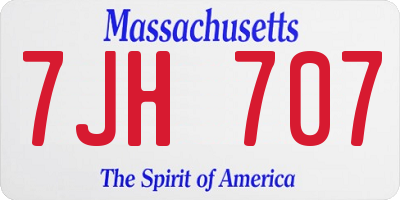 MA license plate 7JH707