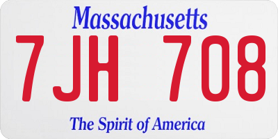 MA license plate 7JH708