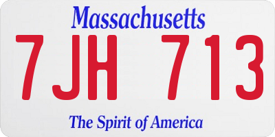 MA license plate 7JH713