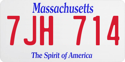 MA license plate 7JH714
