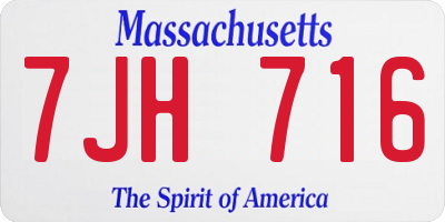 MA license plate 7JH716