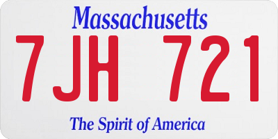 MA license plate 7JH721