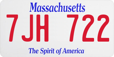 MA license plate 7JH722
