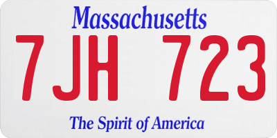 MA license plate 7JH723