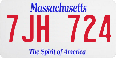 MA license plate 7JH724
