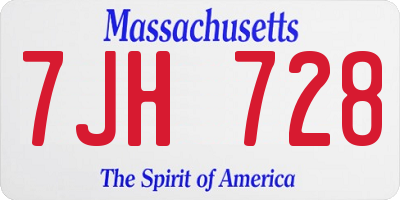 MA license plate 7JH728