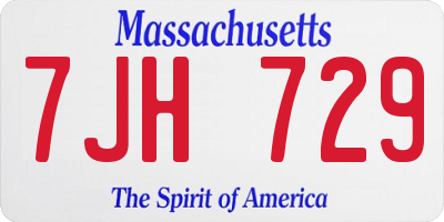 MA license plate 7JH729
