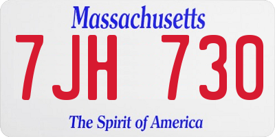 MA license plate 7JH730