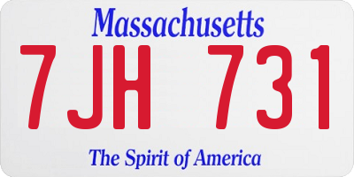 MA license plate 7JH731