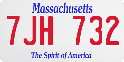 MA license plate 7JH732