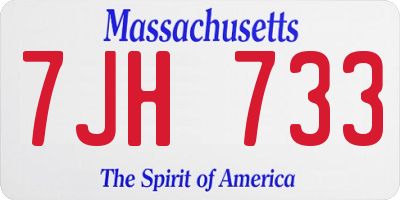 MA license plate 7JH733